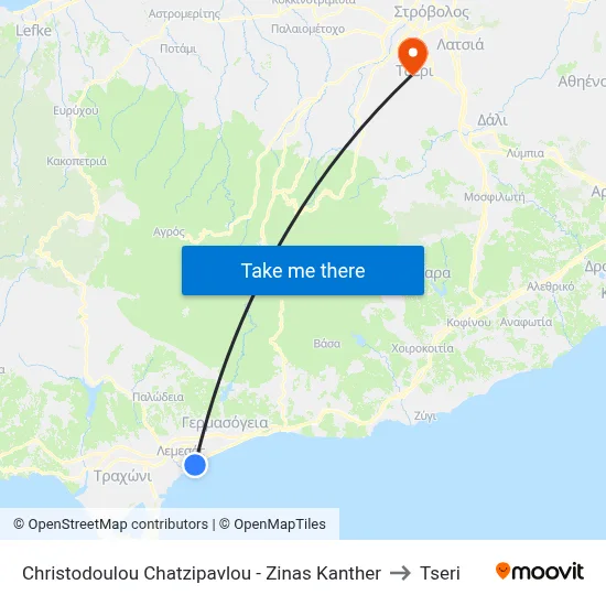 Christodoulos Chatzipavlou - Zina Kanther to Tseri map