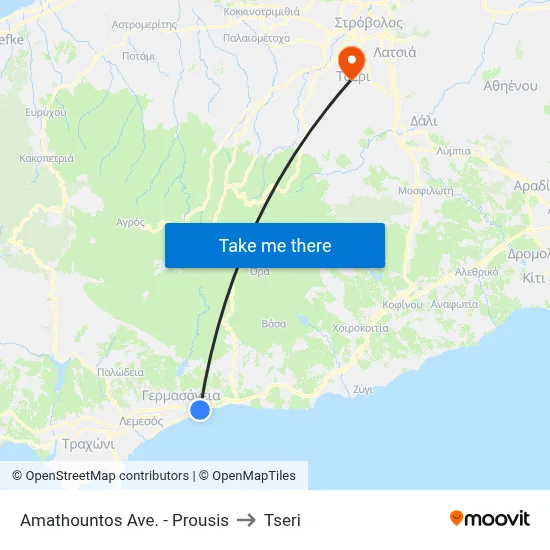 Amathountos Avenue - Prousis to Tseri map
