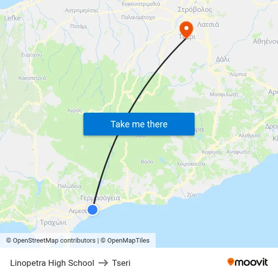Linopetra High School to Tseri map