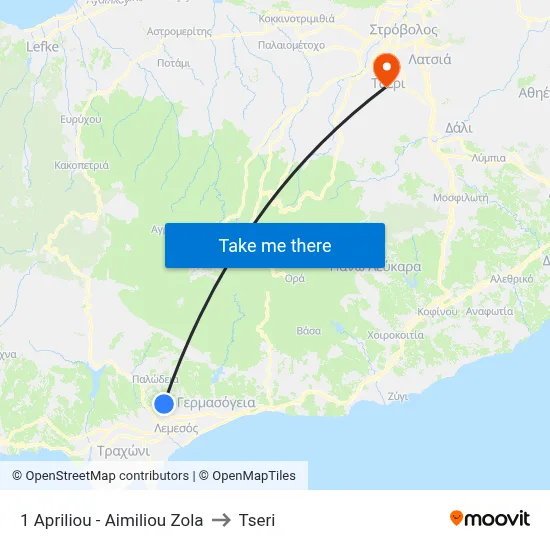 1 Apriliou - Aimiliou Zola to Tseri map