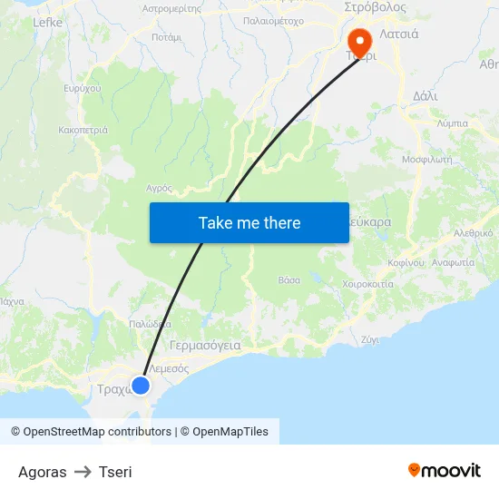 Agoras to Tseri map