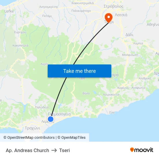 Ap. Andreas Church to Tseri map