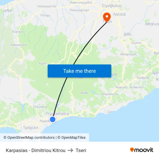 Karpasia - Dimitriou Kitrou to Tseri map