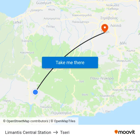 Limantis Central Station to Tseri map