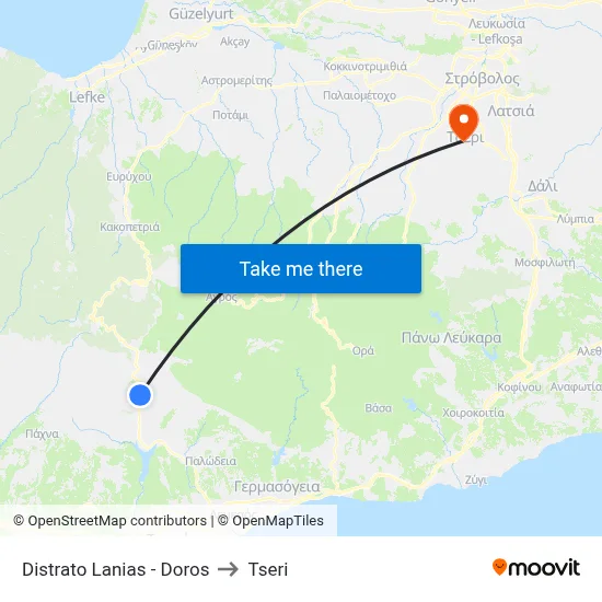 Distrato Lanias - Doros to Tseri map