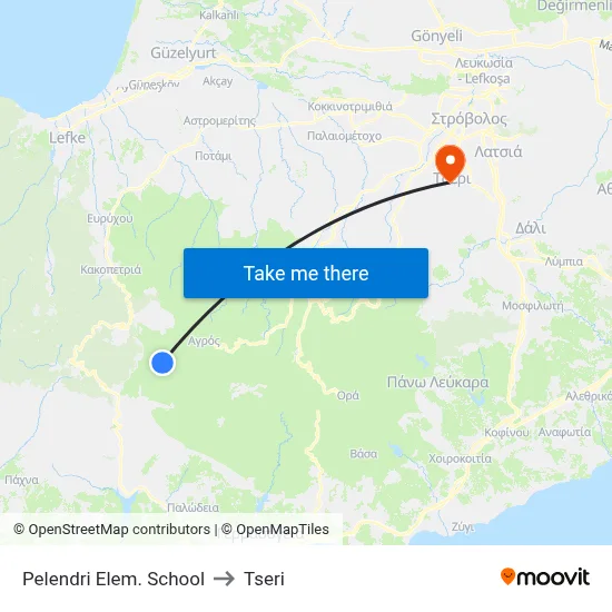 Pelendri Elem. School to Tseri map