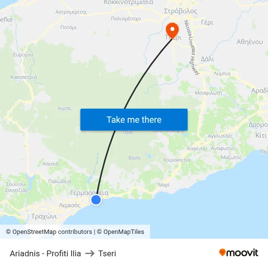 Ariadnis - Profiti Ilia to Tseri map