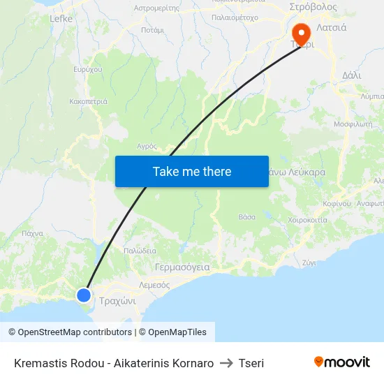 Kremastis Rodou - Aikaterinis Kornaro to Tseri map