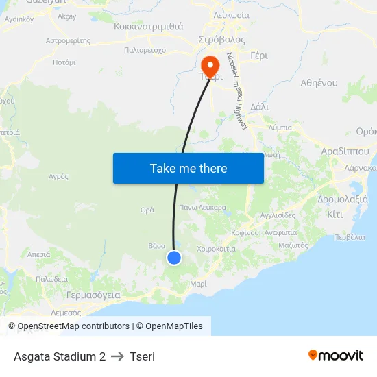 Asgata Stadium 2 to Tseri map