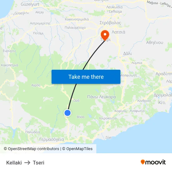 Kellaki to Tseri map