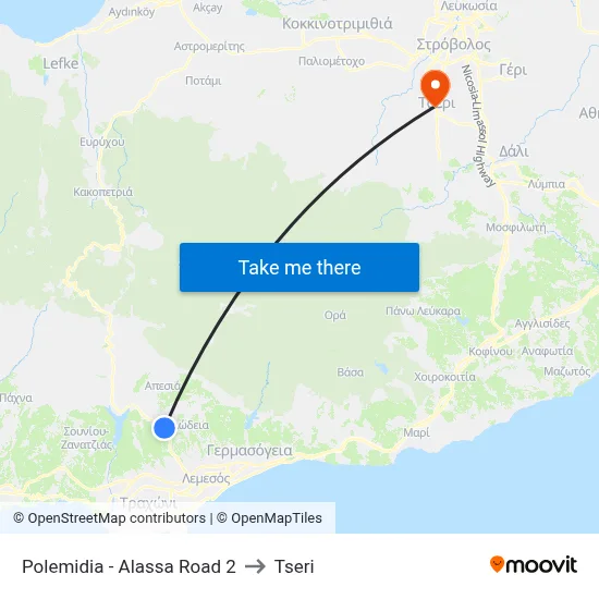 Polemidia - Alassa Road 2 to Tseri map