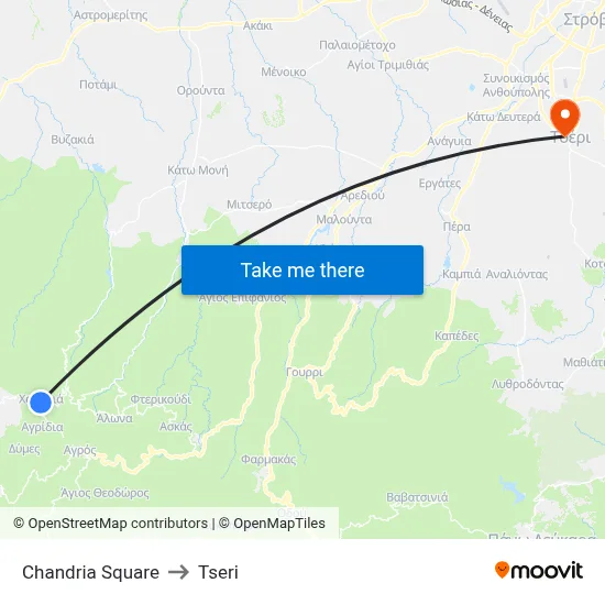 Chandria Square to Tseri map
