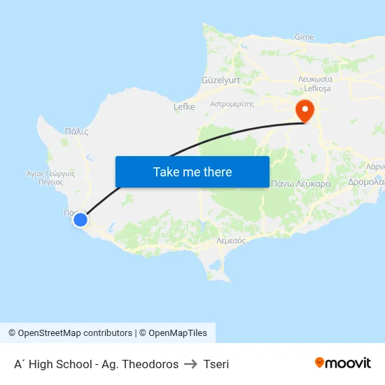 A´ High School - Ag. Theodoros to Tseri map