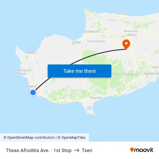 Theas Afroditis Avenue - 1st Stop to Tseri map