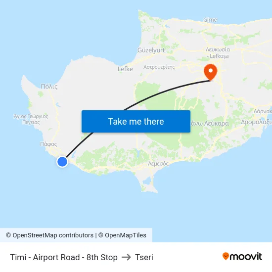 Timi - Airport Road - 8th Stop to Tseri map