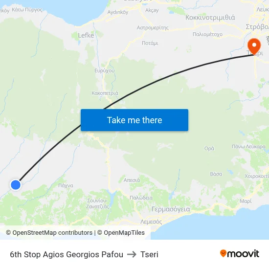 6th Stop Ag. Georgios Pafou to Tseri map
