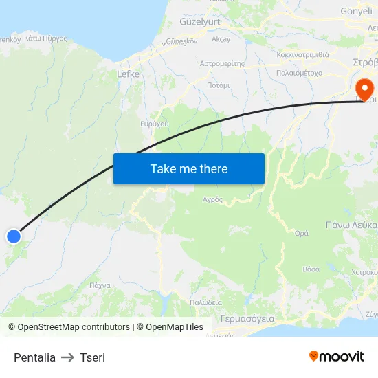 Pentalia to Tseri map