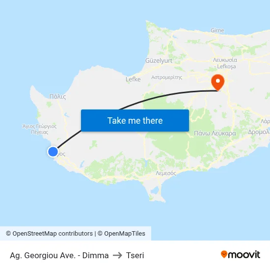 Ag. Georgiou Ave. - Dimma to Tseri map