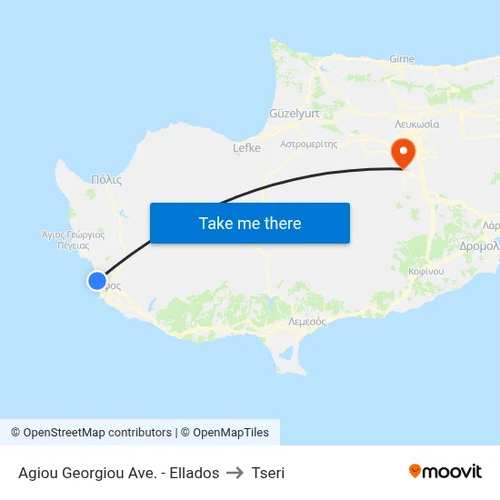 Agiou Georgiou Ave. - Ellados to Tseri map