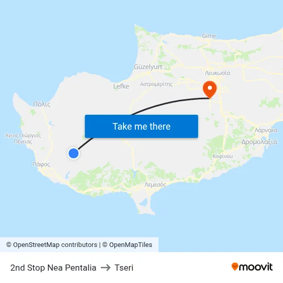 2nd Stop Nea Pentalia to Tseri map