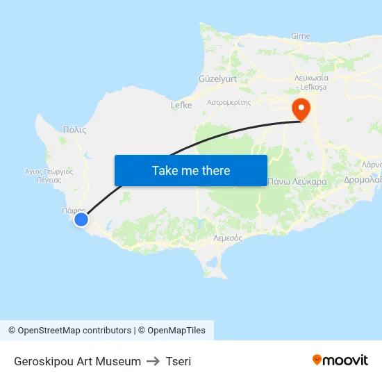 Geroskipou Art Museum to Tseri map