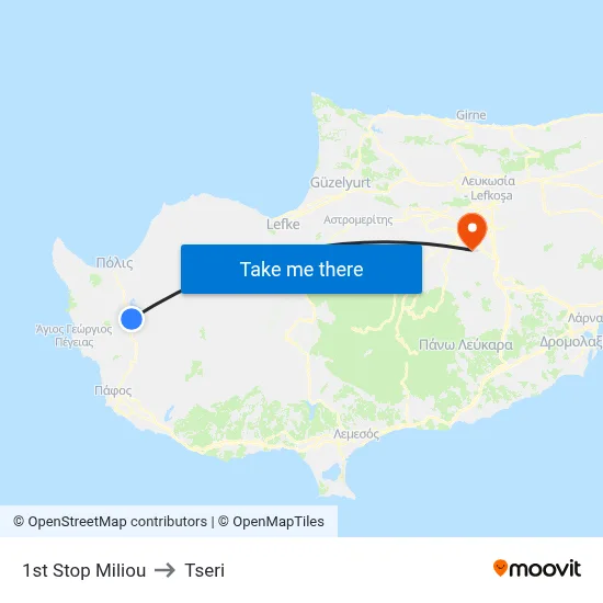 1st Stop Miliou to Tseri map
