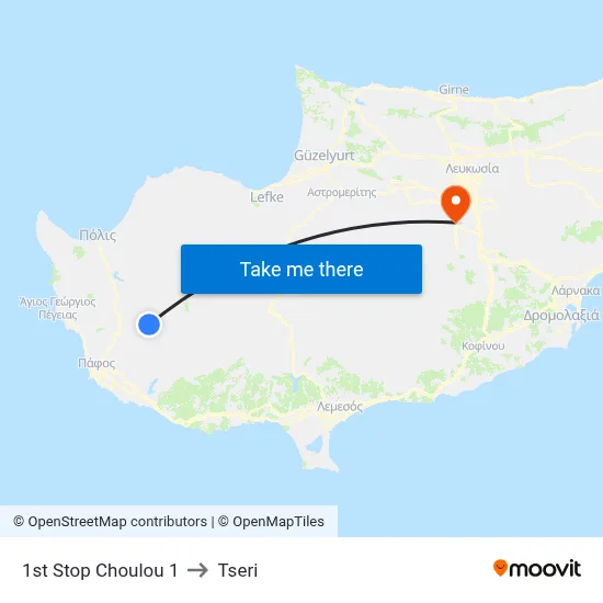 1st Stop Choulou 1 to Tseri map