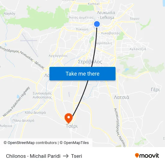 Chilonos - Michail Paridi to Tseri map