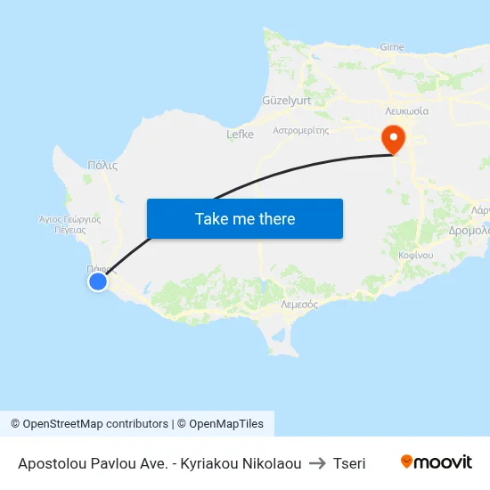 Apostolou Pavlou Ave. - Kyriakou Nikolaou to Tseri map