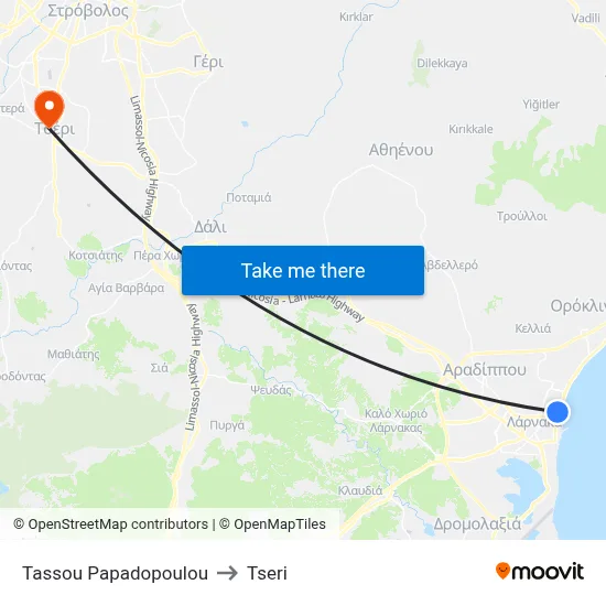 Tassos Papadopoulos to Tseri map