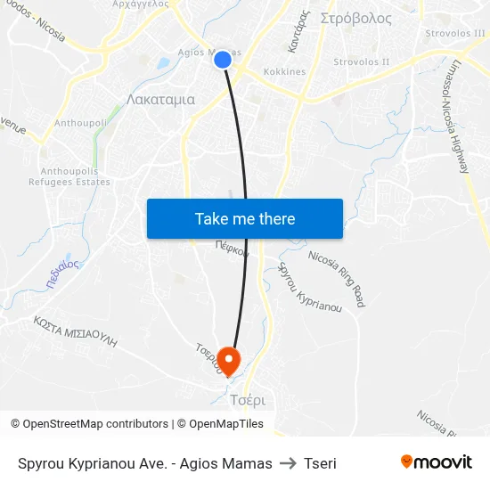 Spyrou Kyprianou Avenue - Agios Mamas to Tseri map