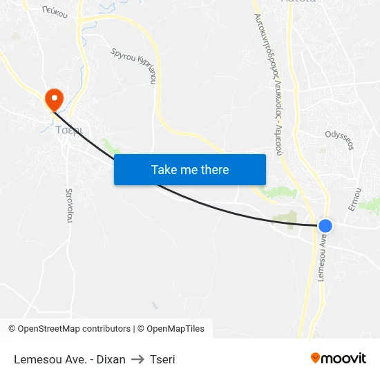 Limassol Ave - Dixan to Tseri map