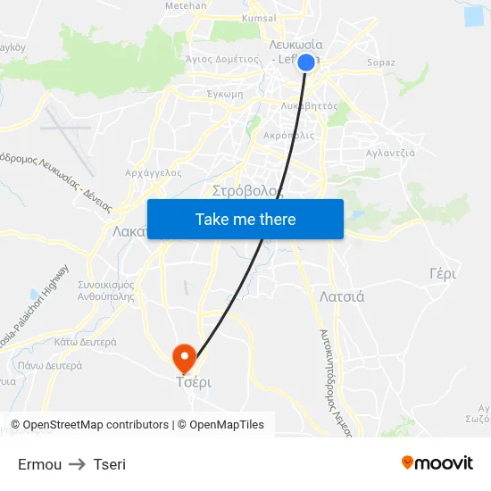 Ermou to Tseri map