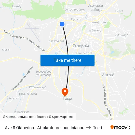 8th October Ave. - Emperor Justinian to Tseri map