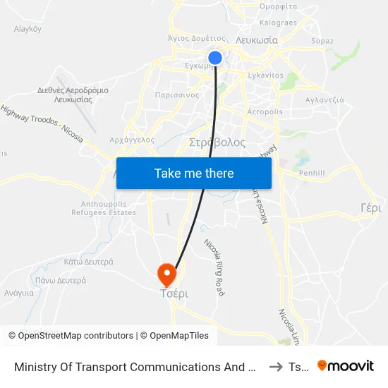 Ministry Of Transport Communications And Works 2 to Tseri map
