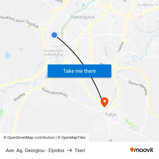 Ave. Ag. Georgiou - Elpidos to Tseri map