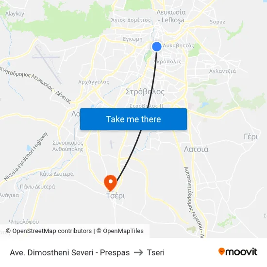 Dimostheni Severi Avenue - Prespas to Tseri map