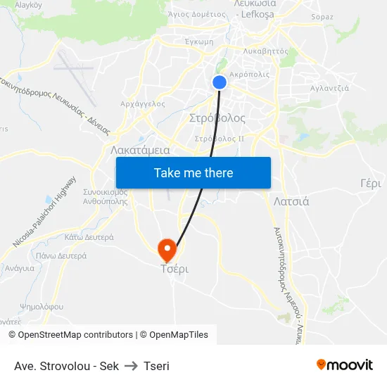 Ave. Strovolou - Sek to Tseri map