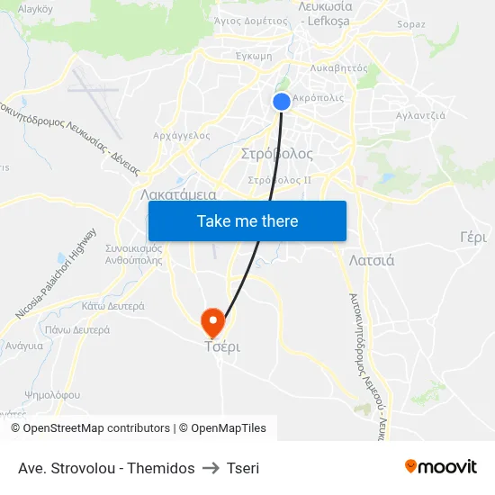 Strovolos Ave - Themidos to Tseri map