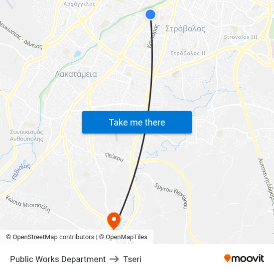 Public Works Department to Tseri map