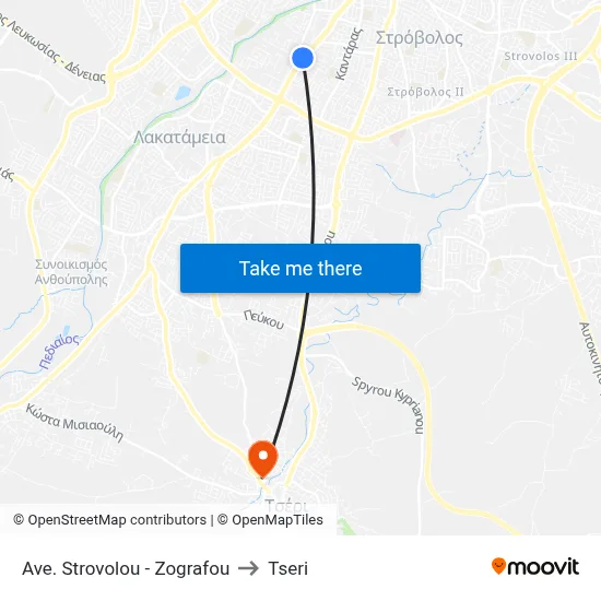 Strovolos Avenue - Zografou to Tseri map