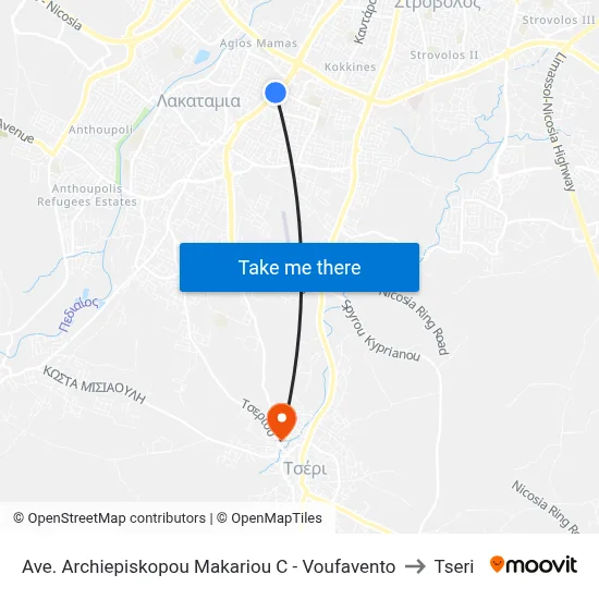Ave. Arch. Makariou C - Voufavento to Tseri map