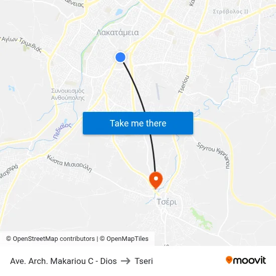 Ave. Arch. Makariou C - Dios to Tseri map
