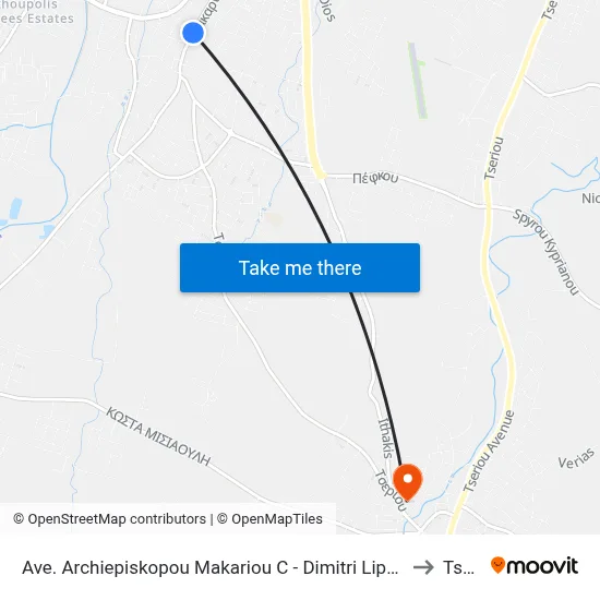 Ave. Arch. Makariou C - Dimitri Liperti to Tseri map