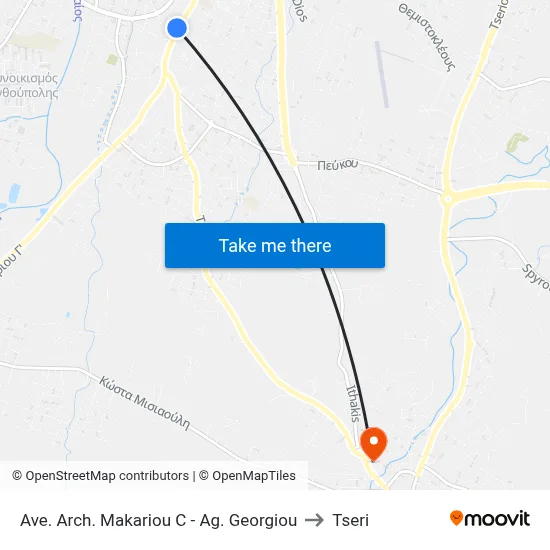 Ave. Arch. Makariou C - Ag. Georgiou to Tseri map
