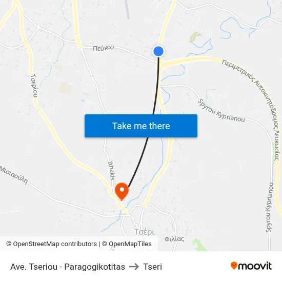 Ave. Tseriou - Paragogikotitas to Tseri map