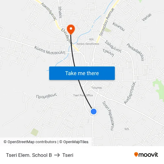 Tseri Elem. School B to Tseri map
