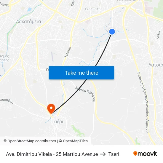 Dimitriou Vikela Avenue - 25th March Avenue to Tseri map