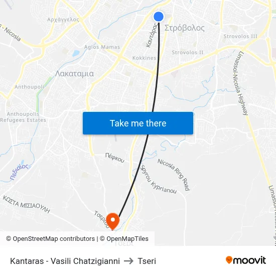 Kantaras - Vasili Chatzigianni to Tseri map