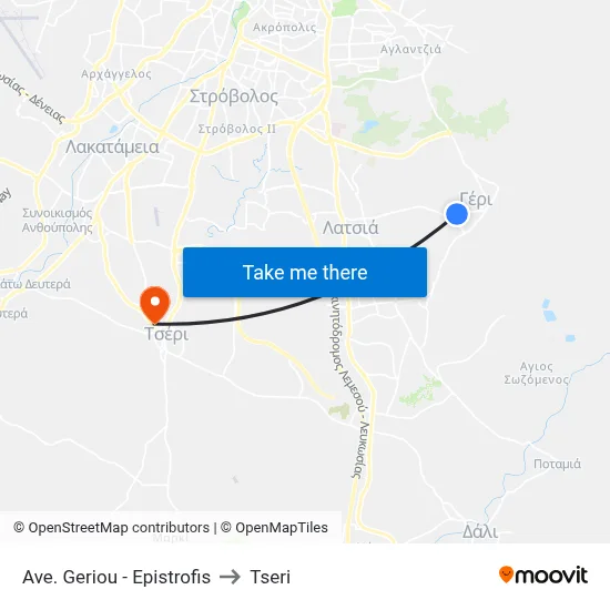 Geriou Avenue - Epistrofis to Tseri map